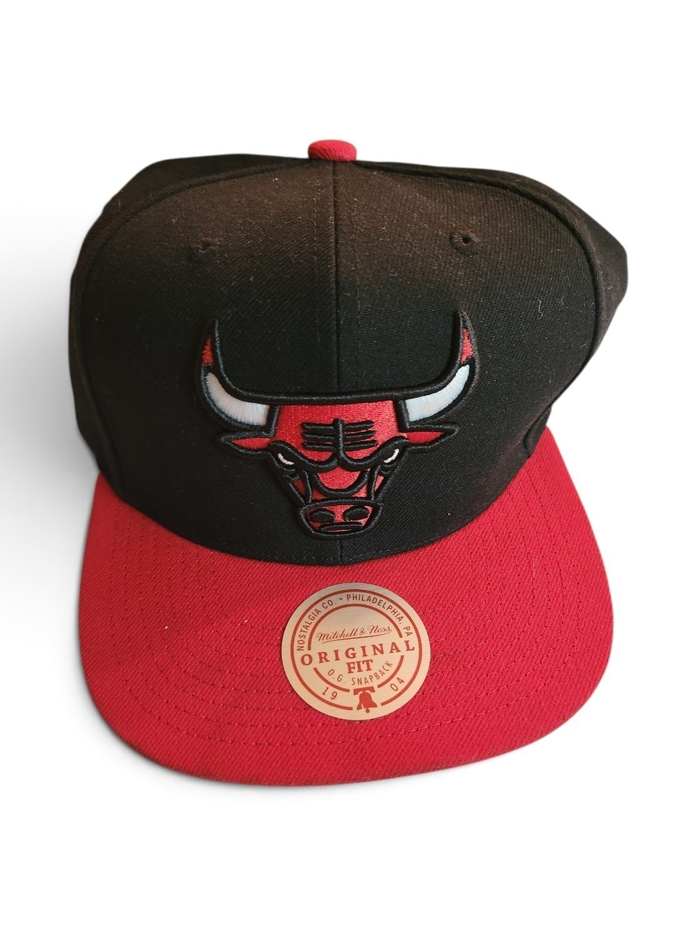 Mitchell & Ness Black and Red Chicago Bulls Snapback Hat